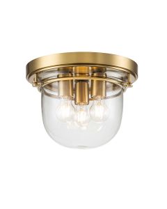 3 Light Flush - Brushed Brass