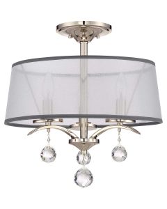 3 Light Semi-Flush / Pendant - Polished Nickel