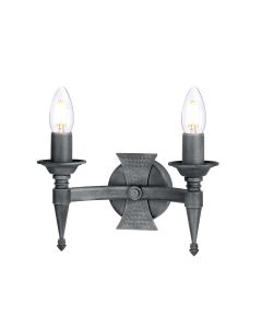 2 Light Wall Light - Black / Silver Patina