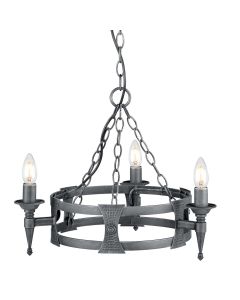 3 Light Chandelier - Black / Silver Patina