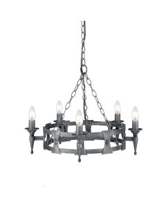 5 Light Chandelier - Black / Silver Patina