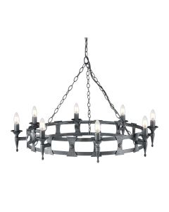 8 Light Chandelier - Black / Silver Patina
