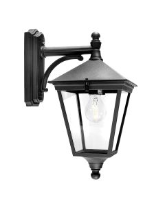 1 Light Medium Down Wall Lantern - Black