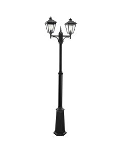 2 Light Medium Twin Lamp Post - Black