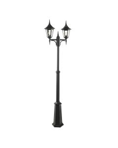 2 Light Medium Twin Head Lamp Post - Black