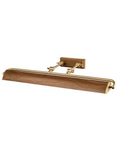 4 Light Large Picture Light - Aged Brass & Oak Effect