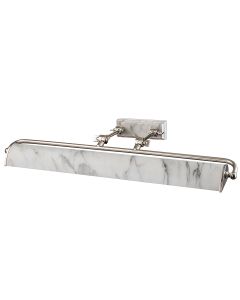 4 Light Large Picture Light - Polished Nickel & White Marble Effect