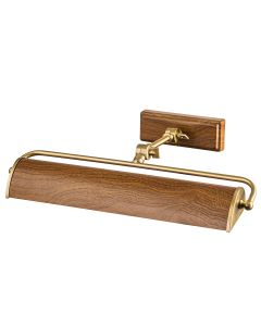 2 Light Medium Picture Light - Aged Brass & Oak Effect