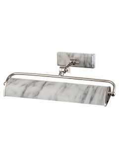2 Light Medium Picture Light - Polished Nickel & White Marble Effect