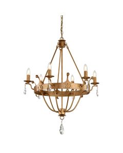 6 Light Chandelier - Gold Patina