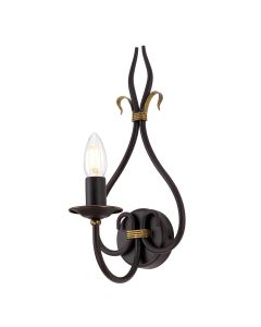 1 Light Wall Light - Dark Brown / Gold