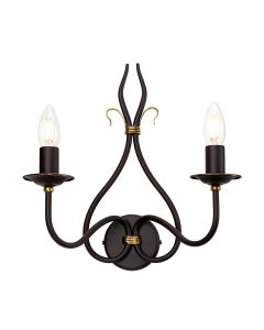 2 Light Wall Light - Dark Brown / Gold