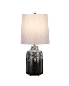 1 Light Table Lamp - Graphite, White Glaze And Silver Shade