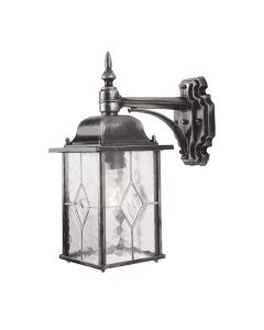 1 Light Down Wall Lantern - Black / Silver