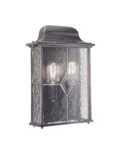 2 Light Half Lantern - Black / Silver