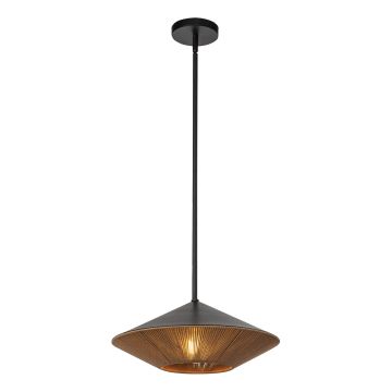 1 lt Large Pendant - Matte Black & Natural