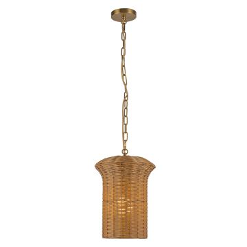 1 lt Small Pendant - Brushed Gold / Rattan