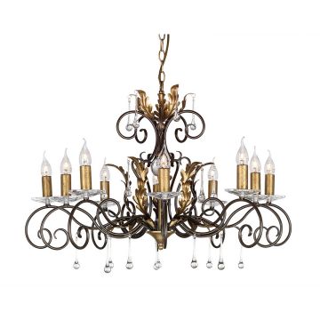 10 Light Chandelier - Bronze With Gold Patina