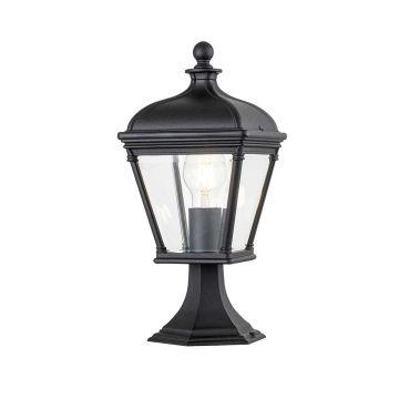 1 Light Medium Pedestal Lantern - Black