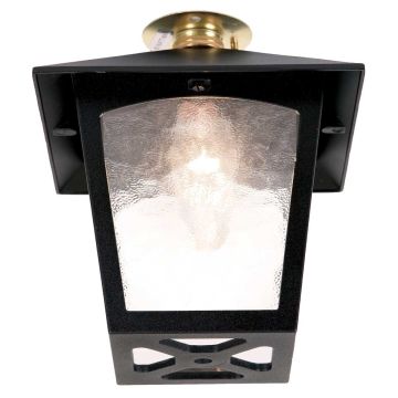 1 Light Flush Porch Lantern - Black