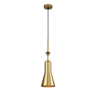 1 Light Medium Pendant - Aged Brass And Gold Leaf