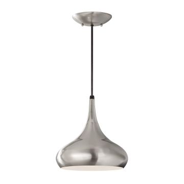 1 Light Medium Pendant - Brushed Steel