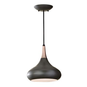 1 Light Medium Pendant - Dark Brown With Copper