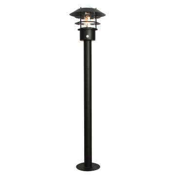 1 Light Bollard Lantern With Pir - Black