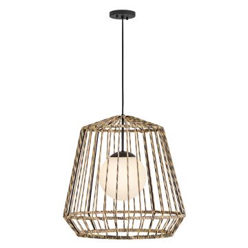 1 lt Large Outdoor Pendant - Black / Rattan