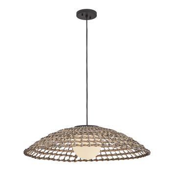 1 lt X-Large Outdoor Pendant - Black / Rattan