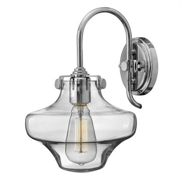 1 Light Clear Glass Wall Light - Polished Chrome