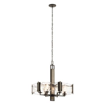 6 lt Chandelier - Distressed Grey Wood Effect / Old Bronze