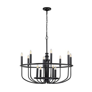 12 Light Chandelier - Black