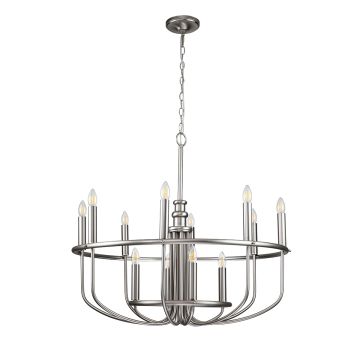 12 Light Chandelier - Brushed Nickel
