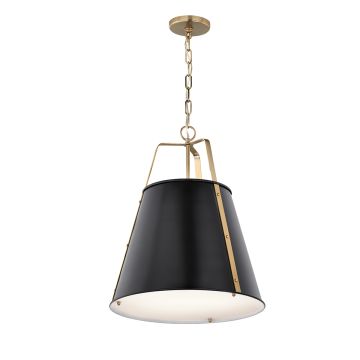 2 lt Large Pendant - Black & Brass