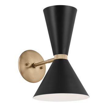 1 arm, 2 light up and down Wall Light - Champagne Bronze, Black