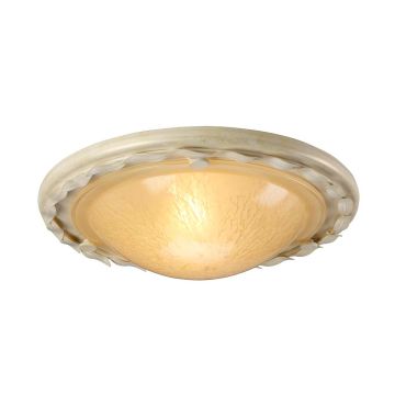 1 Light Flush - Ivory / Gold Patina