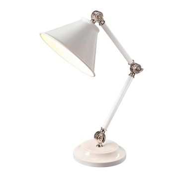 1 Light Mini Table Lamp - White / Polished Nickel