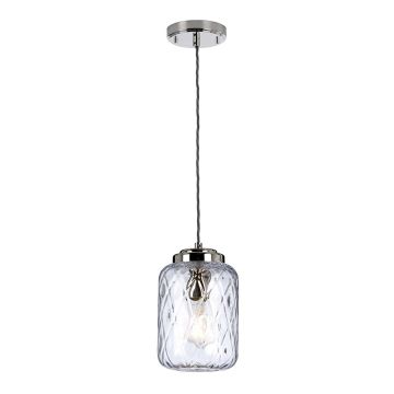 1 Light Pendant - Polished Nickel, Clear Glass