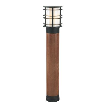 1 Light Large Wooden Bollard - Black