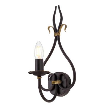 1 Light Wall Light - Dark Brown / Gold